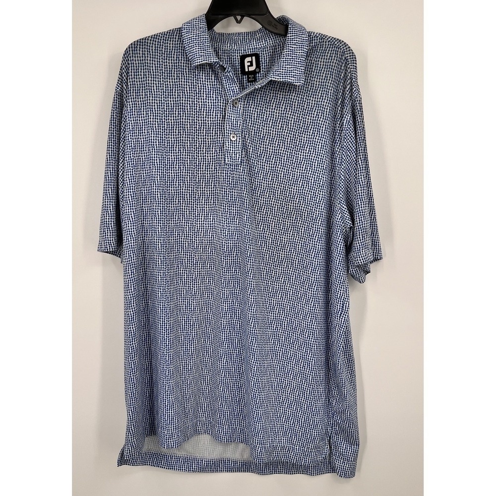 FootJoy FJ Golf Polo Mens XL Blue Geometric AOP‎  Performance The Bandit Club